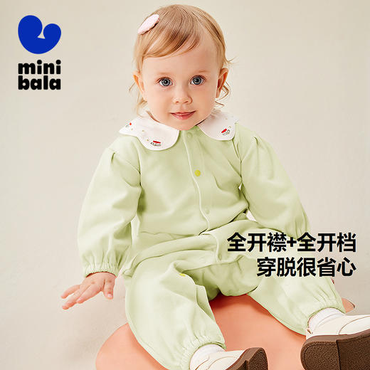 迷你巴拉宝宝连体衣女宝可外出甜美柔软开襟衣服娃娃领秋季 商品图1