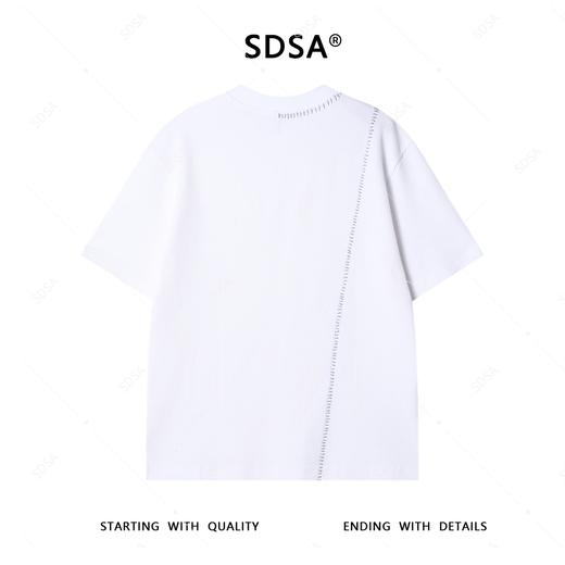 T4107夏季高级感新款男士潮牌撞色缝线华夫格圆领短袖T恤痞帅宽松上衣 商品图5