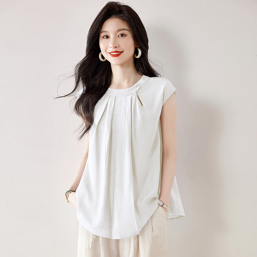 韩式设计感褶皱显瘦，宽松别致气质纯色上衣KQL-420H5279 商品图2