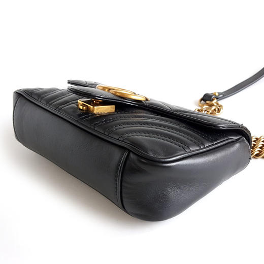 【95新】Gucci古驰Marmont系列446744黑金马蒙22链条包单肩斜挎包女士270625NJS12 商品图6