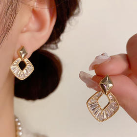 丁摩 锆石几何菱形银针耳钉女百搭高级感耳饰耳环5ZF-771