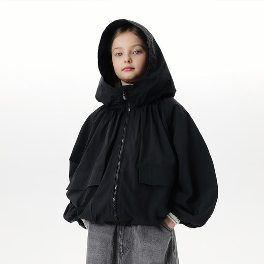 【无氟防泼水】马克珍妮女童轻量花苞连帽外套儿童夹克秋装551557 商品图3