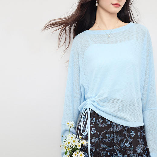 【07/09新品】熙世界气质穿搭一整套高级感夏季薄款罩衫复古碎花半身裙两件套装 商品图4