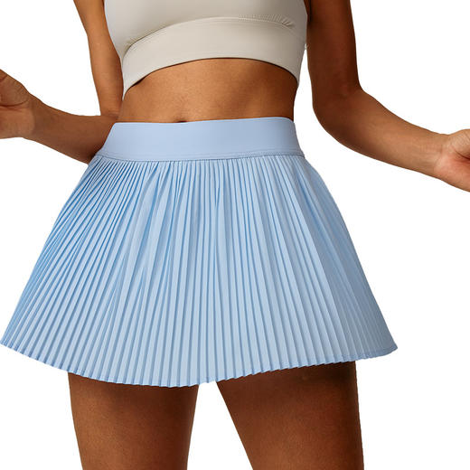 跃牌【轻匀系列】夏季松紧高腰显瘦瑜伽短裙内衬防走光侧口袋网球裙休闲外穿百褶裙QK063 商品图4