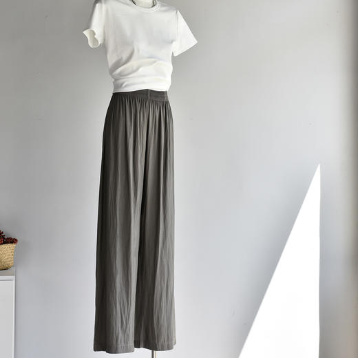 丁摩 【冰冰防晒裤】夏新款女装防晒仿铜氨丝阔腿压褶休闲裤5ZF-C370 商品图5