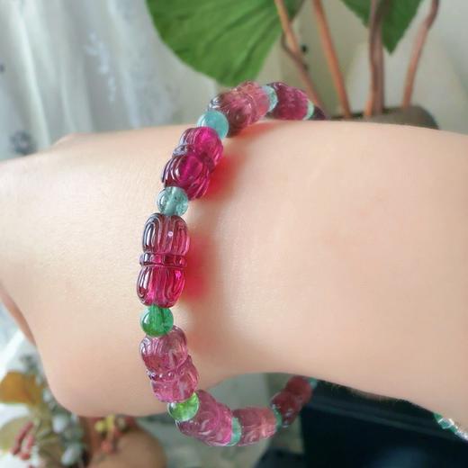 5mm-9mm单圈莲花珠雕刻碧玺手串 商品图8