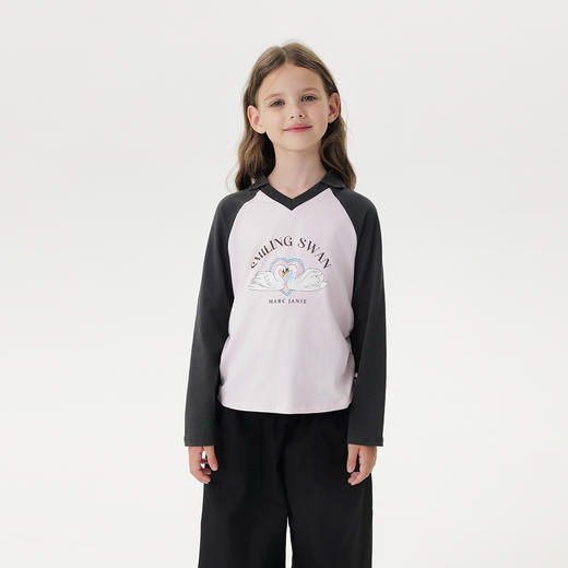 马克珍妮女童柔软蝴蝶结polo衫 儿童纯棉T恤2025年秋装新品551208 商品图1