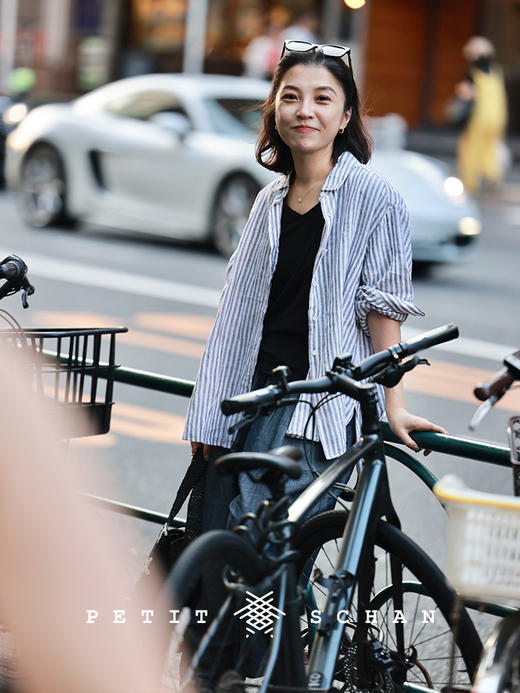 PETIT SCHAN小闪 CLO#853 Spiritual Oxygen 精神氧气 亚麻棉V领毛边短袖T恤 商品图7