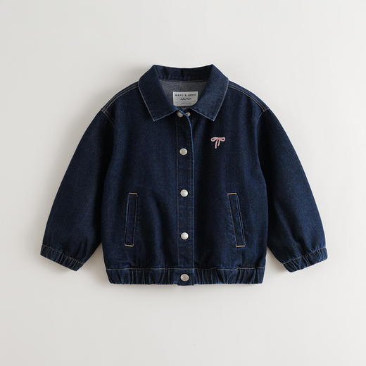 马克珍妮女童甜美蝴蝶结软牛仔外套 儿童纯棉夹克秋装新品551555 商品图2