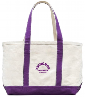 清华文创简约帆布包紫白配色款