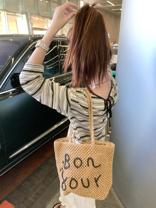 <曾小咸推荐>韩系长袖圆领条纹长袖T恤，黑杏条纹限时券后价63.29！【预售款，预计3-15天】 商品图5