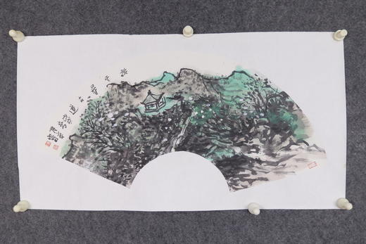 宋陆京《拨云寻古道》国画原作31CM*67CM 手绘宣纸扇面山水作品 商品图4