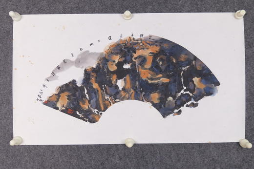 庄小尖《常将不尽还天地，别有无穷待古今》国画原作28CM*56CM 手绘宣纸扇面山水作品 商品图5