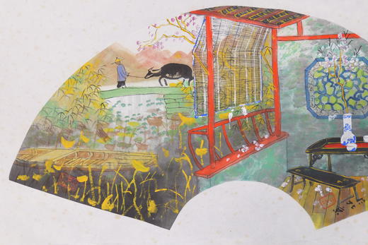 方向《秋浓》国画原作30CM*58CM 手绘宣纸扇面作品 商品图3