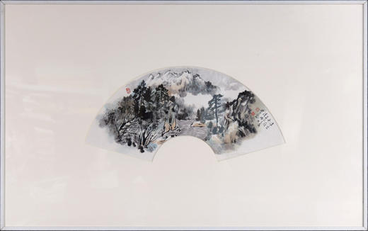 方楚乔《波密冬岭》国画原作28CM*53CM 手绘宣纸扇面【含框】 商品图1