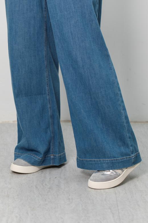 一周发货💙【宽松牛仔裤 松紧抽绳 简约阔腿  拖地裤】薄款微弹，柔顺垂感，立体有型~松紧腰带，穿脱方便 商品图4