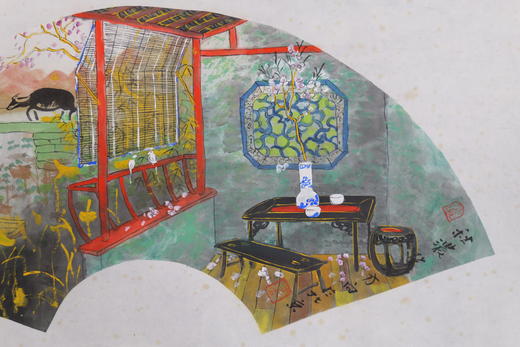 方向《秋浓》国画原作30CM*58CM 手绘宣纸扇面作品 商品图2