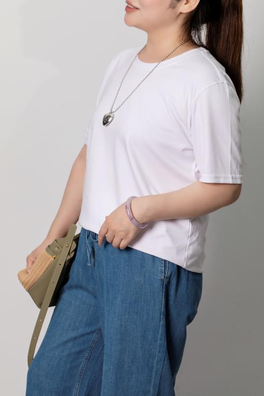 ❤️人手2件，男女同款【莫代尔蚕丝短袖，真丝光泽，凉感透气💧】一周内发货，绵柔触感，吸水透气，抑菌面料！80支莫代尔面料独具的舒适柔软细腻的触感体验，清爽白、经典黑、气质灰 商品图2