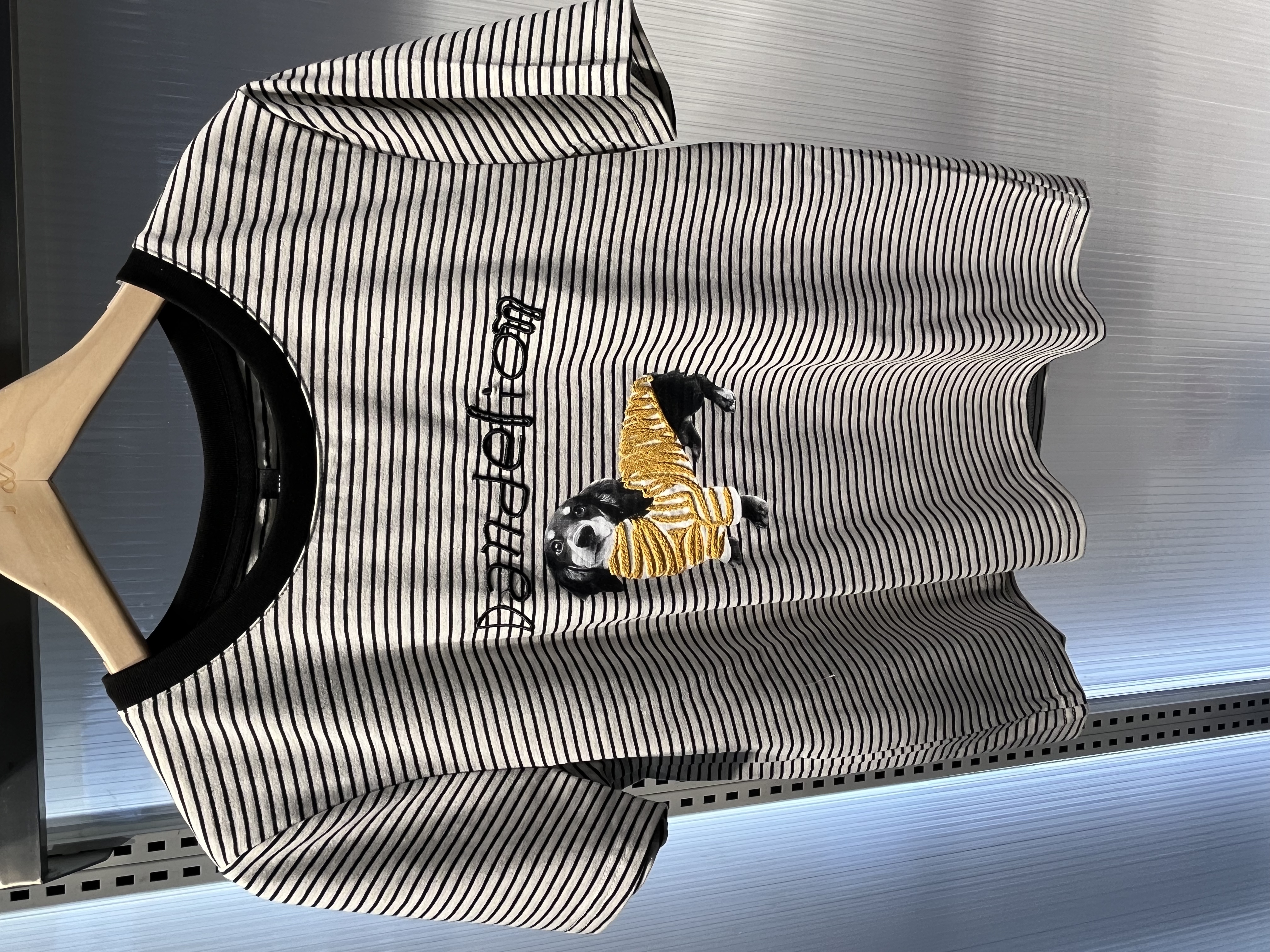 P&X设计师女装 夏 针织短款T恤 825202213 黑白条