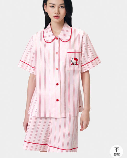 直发 野兽//KT联名 甜美粉条纹 天丝棉，居家睡衣短袖套装 商品图0