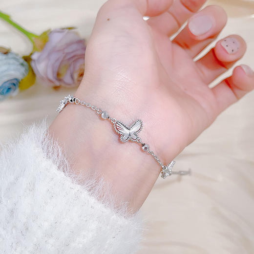 【限时8.8折】【线上铂金馆】PT950 #九紫离火 【精品】铂金CNC空心九紫离火福运蝴蝶调节手链(BFPTSL00007)预售产品下单后不退款不退货不换货不补差价) 商品图2