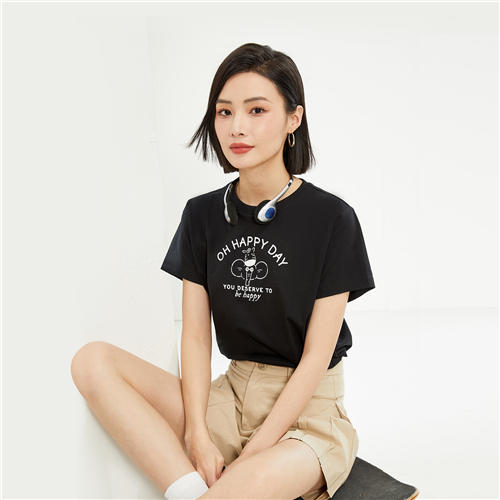 佐丹奴女装纯棉针织大象的日常印花圆领短袖T恤13394204 商品图5