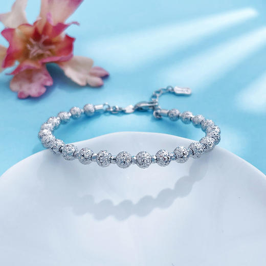 【限时8.8折】【线上铂金馆】PT950 国际铂金协会 铂金镂空开口C字镯麒麟珠调节手镯链镯（内里为铂金弹力金线，珠约4.8-5.2mm）(BSZ00178)预售产品下单后不退款不退货不换货不补差价) 商品图1