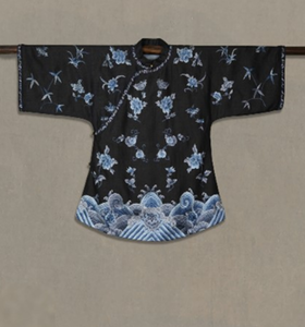 盛唐牡丹盛奢系列| 真丝香云纱三蓝绣吉服-黑蓝