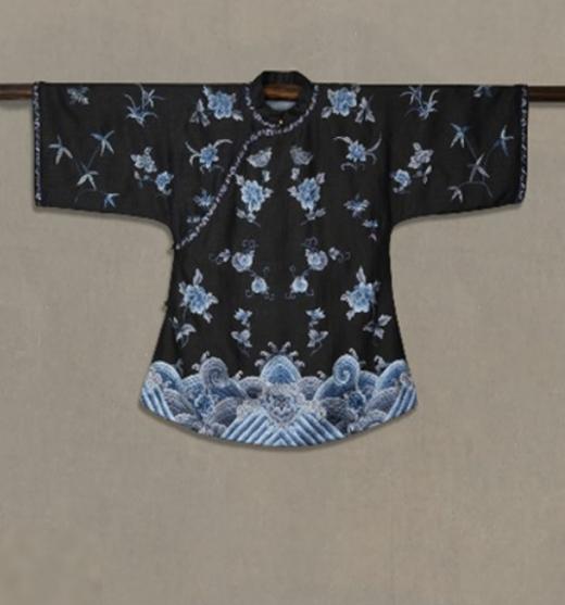 盛唐牡丹盛奢系列| 真丝香云纱三蓝绣吉服-黑蓝 商品图0