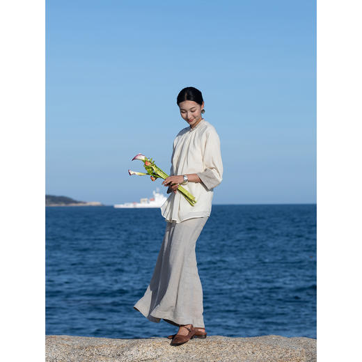 牧衣游原创 提花拼接纯棉套头衫新品轻薄文艺复古民族风上衣 山语 商品图2