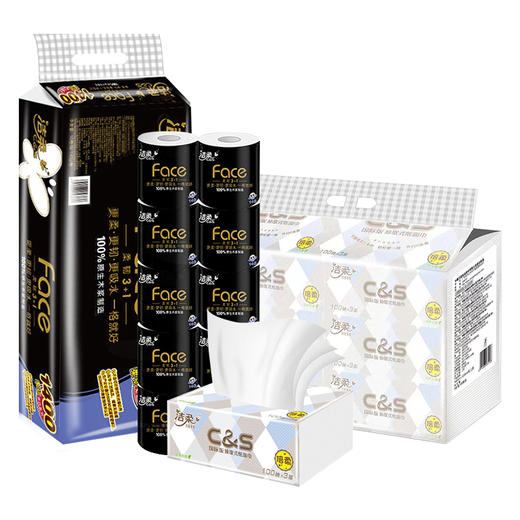 洁柔 黑Face有芯卷纸140g*10卷+赠布艺抽纸100抽6包新老随机 JR-079 商品图0