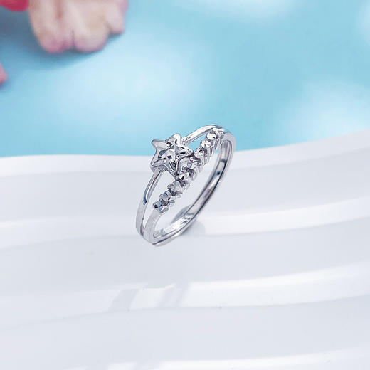 【限时8.8折】【线上铂金馆】PT950 【国际铂金协会】铂金空心活口戒指卡通小星星时尚小众活口女戒(ACPTJZ00013)预售产品下单后不退款不退货不换货不补差价) 商品图0