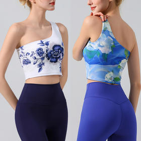 【126元任选2件】跃牌【漫西】系列 新款斜肩式时尚运动健身瑜伽服套装女带胸垫拼接Y279