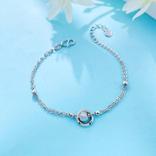 【限时8.8折】【线上铂金馆】PT950 【精品】铂金空心灵动星期双排调节手链(BFPTSL00029)预售产品下单后不退款不退货不换货不补差价) 商品图0