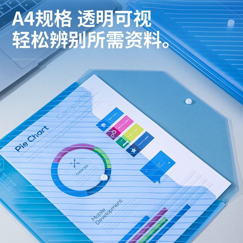 得力5501办公文件袋透明PP防水文件袋学生用试卷收纳袋大容量
