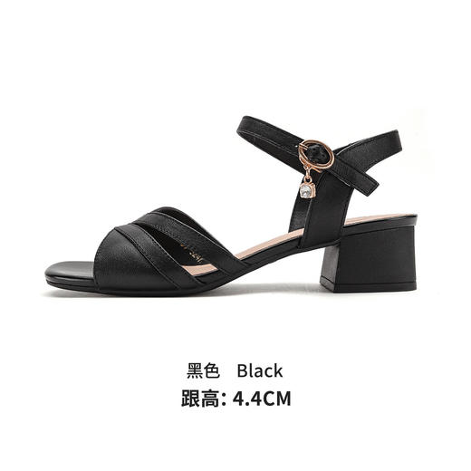 品质好货|Safiya/索菲娅2025头层牛皮粗跟时装优雅凉鞋SFD2115731 商品图7