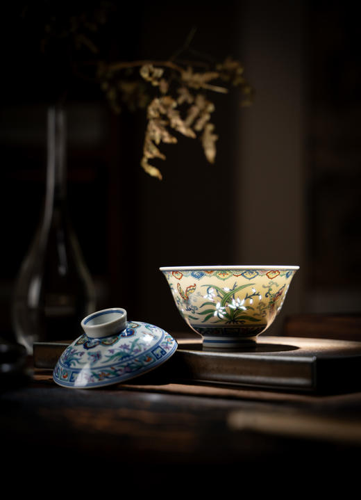 富玉窑  幽兰蝶舞景德镇中式青花主人杯单杯手绘玲珑茶杯 商品图1