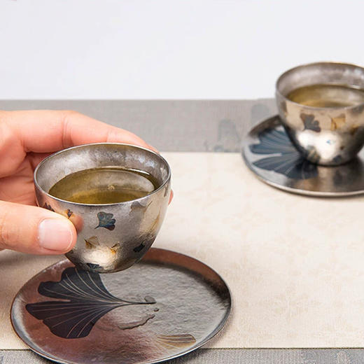 厚岸纯钛小叶套杯丨办公会客家居简约品茶小杯子茶杯四件套 商品图2