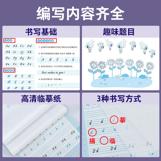 墨点英语字帖意大利斜体小学生26个英文字母三年级四年级下册单词描红练字帖五年级六年级上册英语同步国标体意大利斜体英文字帖 商品图3