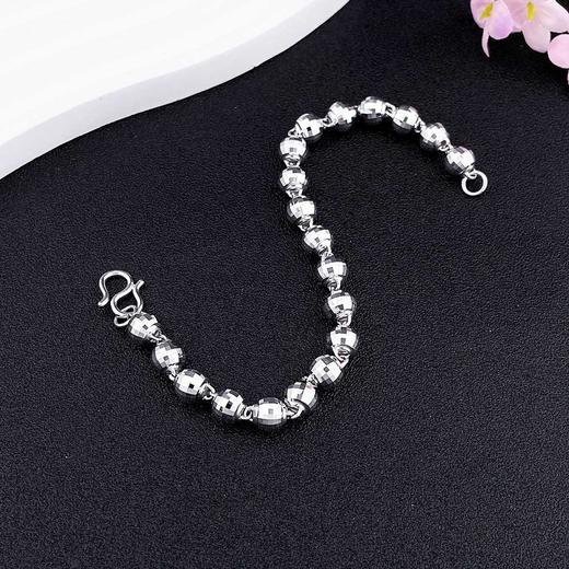 【限时8.8折】【线上铂金馆】PT950 【国际铂金协会】铂金镭射珠手链男士手链（珠约6.3-6.7mm)(BSL00196)预售产品下单后不退款不退货不换货不补差价) 商品图1