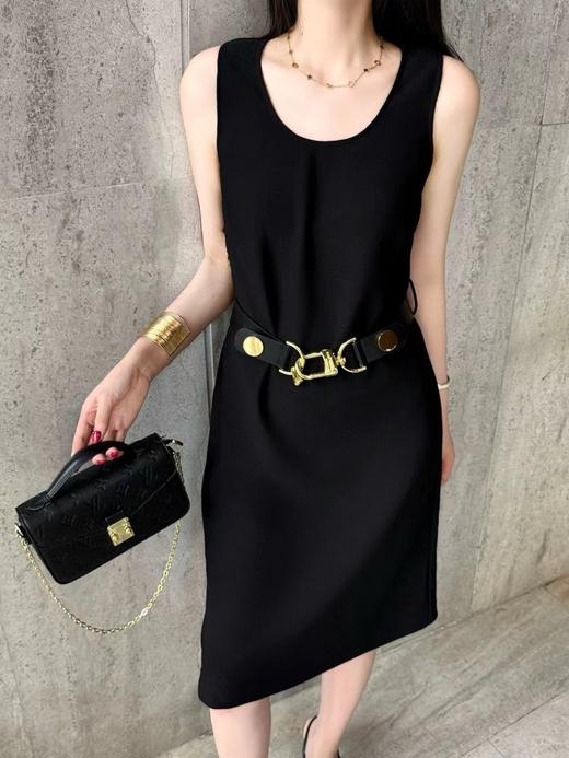 D070827后背拉链开衩设计腰带无袖连衣裙 商品图11