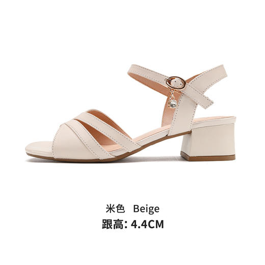 品质好货|Safiya/索菲娅2025头层牛皮粗跟时装优雅凉鞋SFD2115731 商品图5