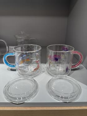 璃匠粉蓝对杯高硼硅玻璃带盖200ml