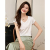 【专属特价】熙世界多色短袖基础款卷边纯色体恤打底外穿V领百搭T恤上衣166ST253 商品缩略图0