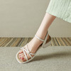 品质好货|Safiya/索菲娅2025夏季百搭一字带交叉细带粗跟高级感外穿凉鞋SFD2111703 商品缩略图1