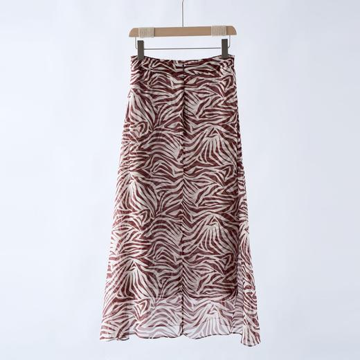 「自」全新升级【铂金会员266/天猫359/差价93】(02300)洛诗琳重磅真丝混纺不规则斑马纹气质通勤高腰A字半身裙女 商品图1