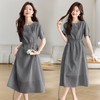 2025夏季新款时尚洋气减龄休闲百搭短袖中长裙连衣裙MUZL88055 商品缩略图0