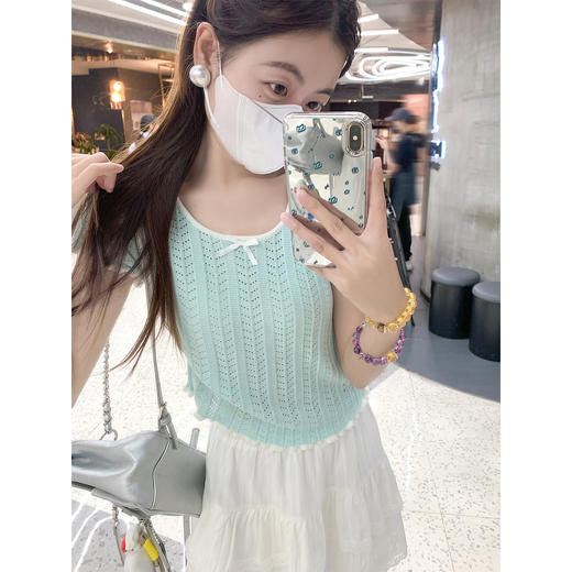 【110元任选2件】最后一波现货！2色撞色毛织短袖T 商品图4