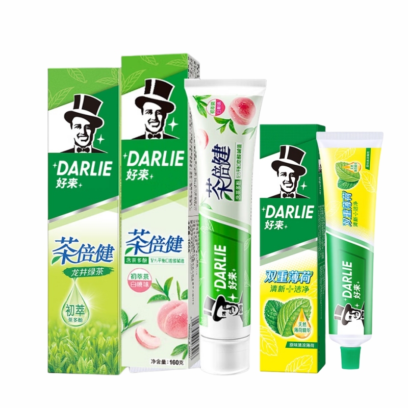 好来 茶倍健牙膏(龙井绿茶140g+白桃160g)+赠薄荷牙膏90g*1支 Hl6615
