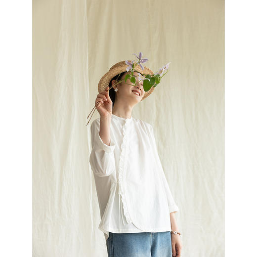 牧衣游原创 汉麻棉净色短外套轻薄质朴禅意宽松百搭文艺开衫 织麦 商品图1